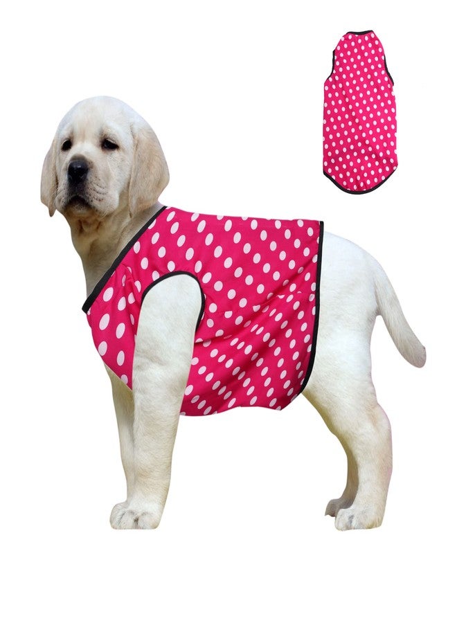 Western Era Funky Soft Cotton Dog T-Shirt | Comfortable & Breathable Dog Clothing | Sleeveless Vest Puppy Outfit (Small - 14inches, Polka Pink) - Image 1